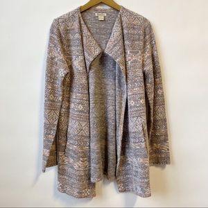Lucky Brand Aztec Boho Open Front Wrap Cardigan Sweater Women's Size Small